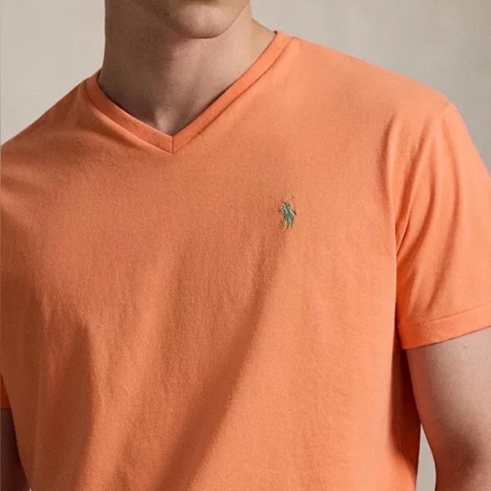 Polo Ralph Lauren Pompano Orange V-Neck Cotton Tee size Medium NWT - Picture 6 of 11